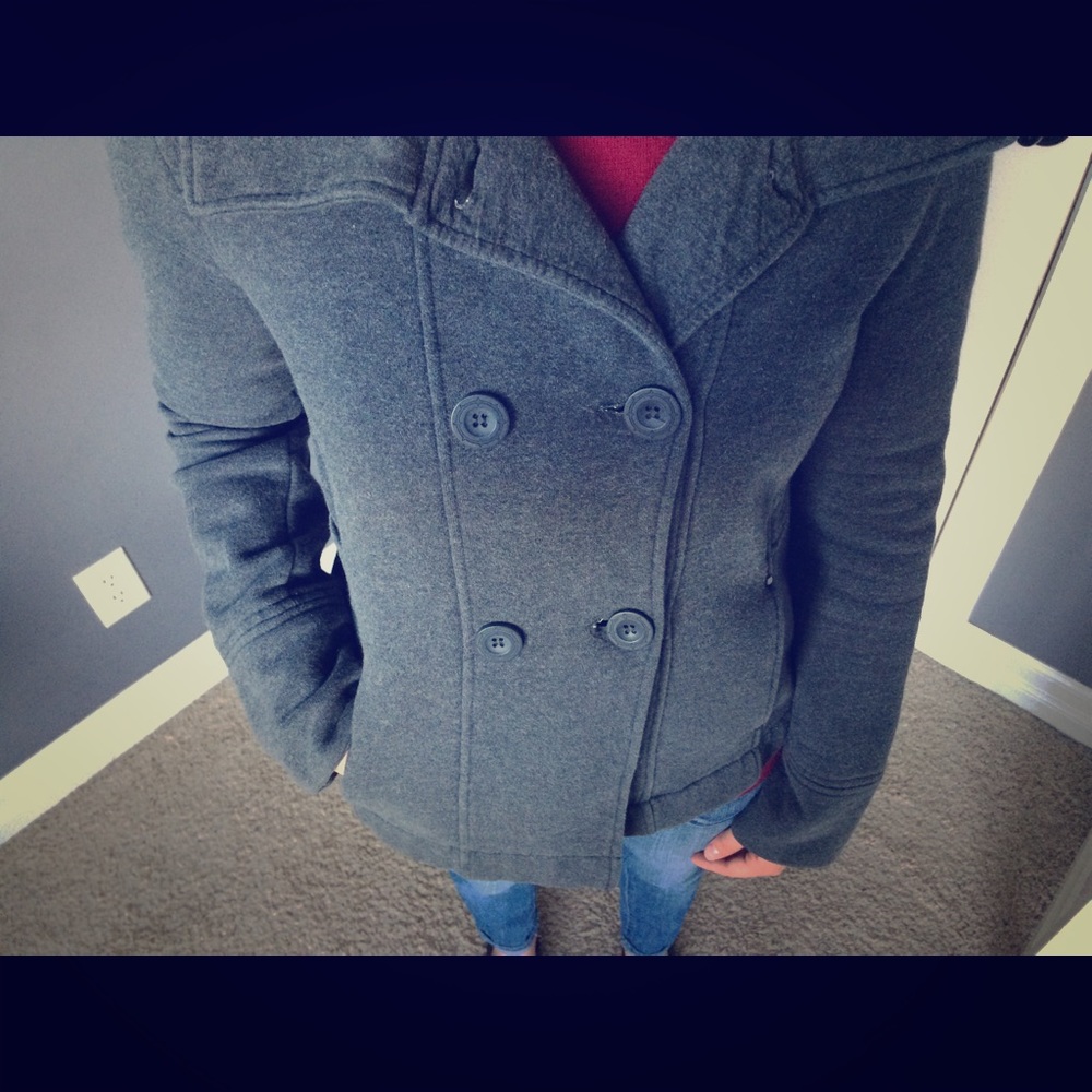 Gray button up jacket